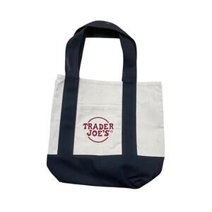 Trader Joe’s Canvas Tote Bag Navy Blue Reusable Grocery Shopper Mini